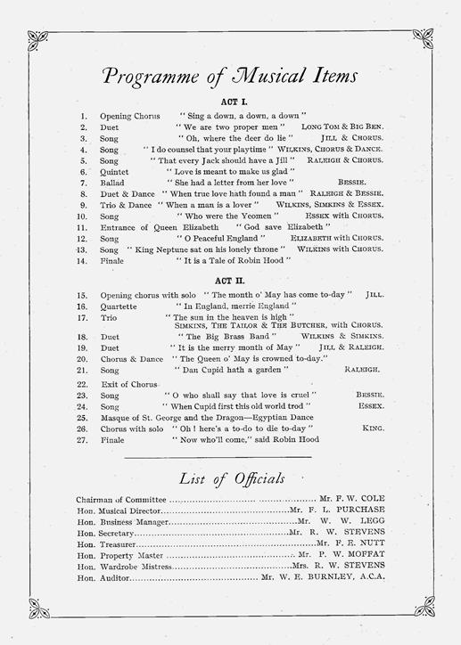 Programme of Musical Items Merrie England 1929 - Programme Page 7
